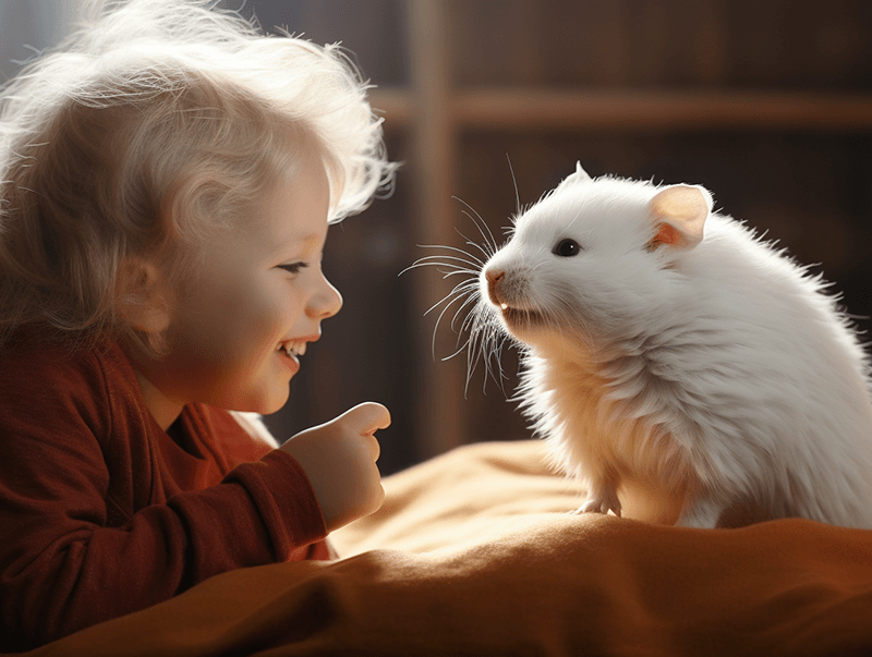Albino Hamster with kid
