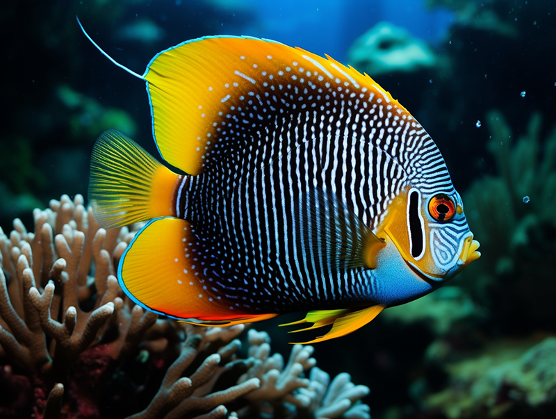 angelfish with coral