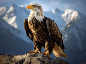 Bald Eagle in mountain peek