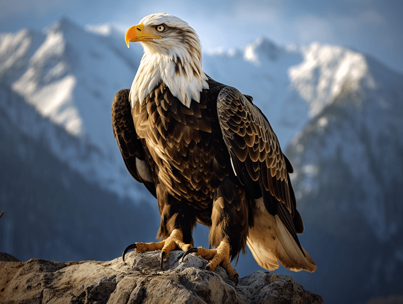 Bald Eagle in mountain peek