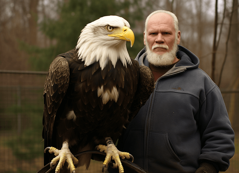 Bald Eagle with owner