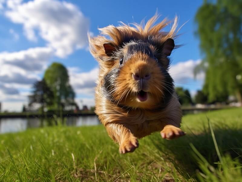 cute American Guinea Pig running